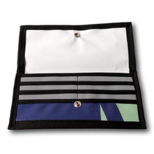 Charger l'image dans la galerie, Portefeuille (GRAND) avec poche de monnaie - écoresponsable - bleu et vert
