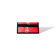 Charger l'image dans la galerie, Portefeuille (GRAND) avec poche de monnaie - écoresponsable - rouge texte et logo Montréal blanc