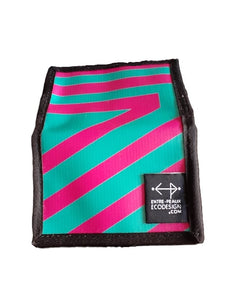 Portefeuille unisexe avec poche de monnaie - écoresponsable - turquoise rayé rose
