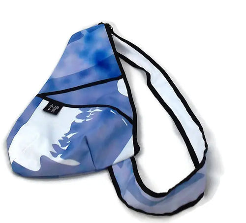 sac à dos format petit - teinte de bleu marbré blanc