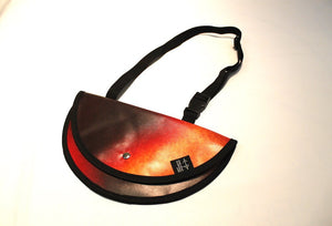 Sac à bandoulière demi rond orangé, brun, feu