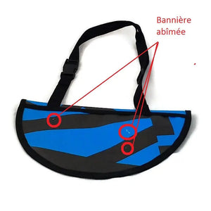 Sac à bandoulière demi rond bleu écriture noire