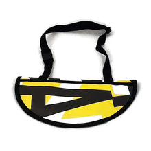 Charger l&#39;image dans la galerie, Sac à bandoulière demi rond jaune,blanc et écriture noire