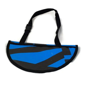 Sac à bandoulière demi rond bleu écriture noire