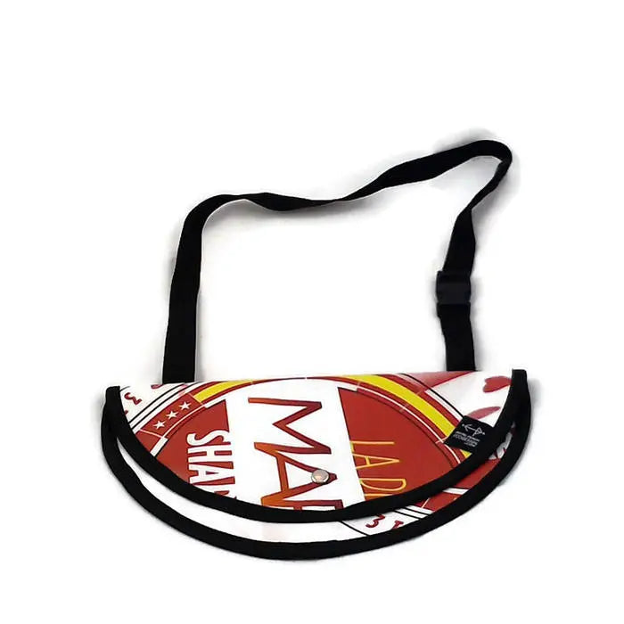 Sac à bandoulière demi rond rouge, blanc, jaune