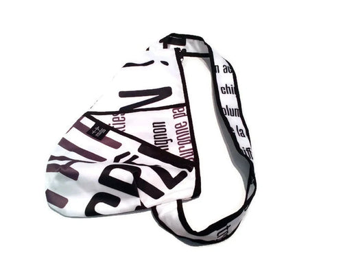 sac à dos format petit - blanc avec lettrage noir