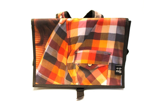 Sac à dos format moyen - brun, beige, rose et bleu