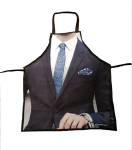 Tablier drôle de cuisine ou travaux - pour adulte - écoresponsable - homme veston bleu cravate a fleurs