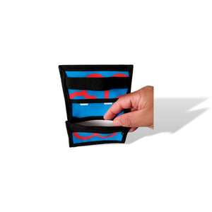 Portefeuille unisexe avec poche de monnaie - écoresponsable - bleu logo Montréal rouge
